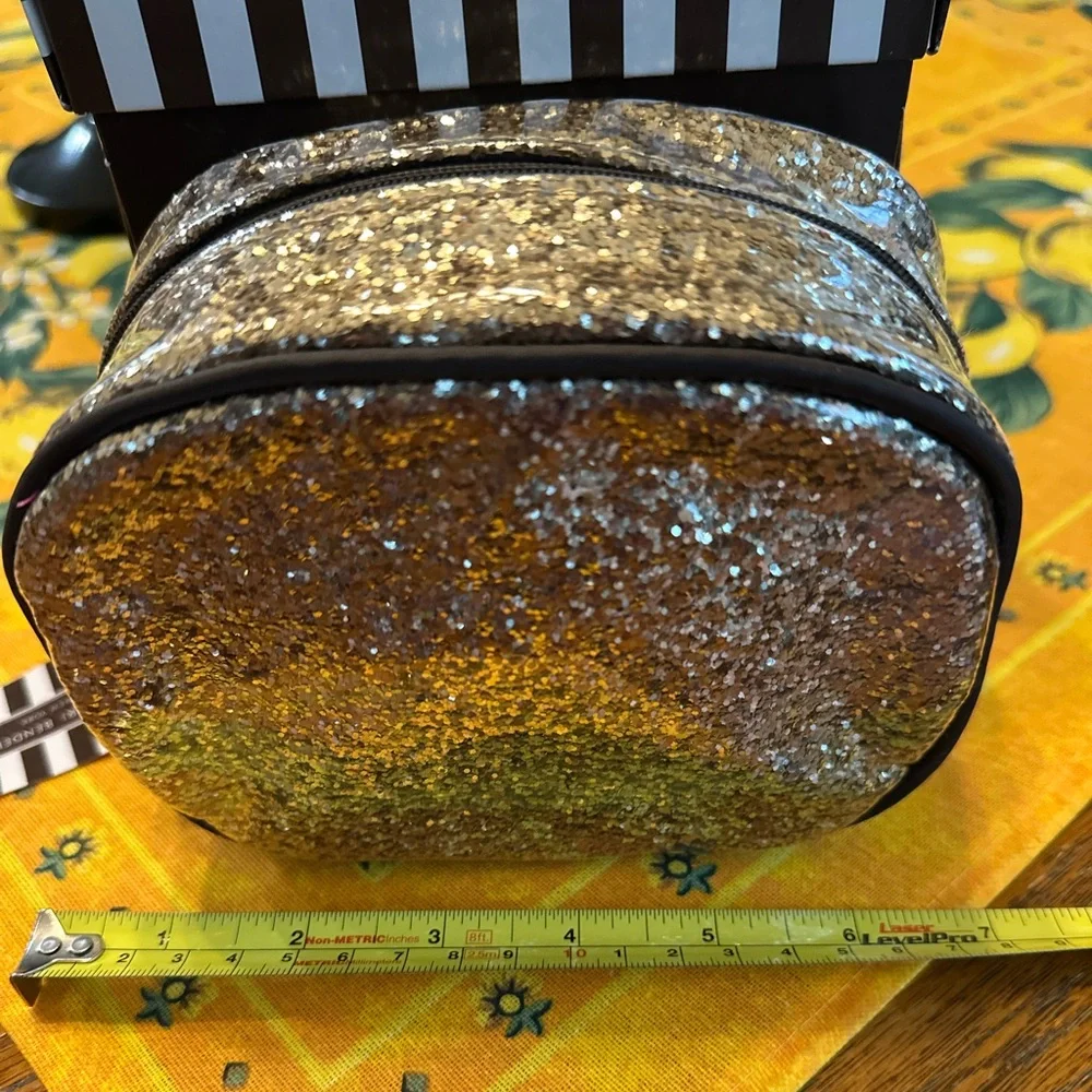 NWT HENRI BENDEL Metallic Glitter Goddess Cosmetic Makeup Bag Clutch